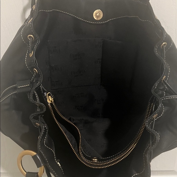 Perlina Black Shoulder Bag with Gold Accents - Picture 3 of 4